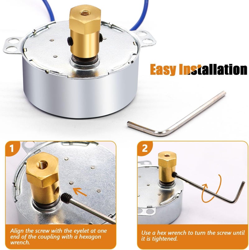 mankk Synchronous Motor Turntable Motor Electric Synchron Motors 2.5-3RPM 50/60Hz AC100~127V 4W CCW/CW with Flexible Coupling and Power Cord for Cup Turner,Crafting,Model - Image 3